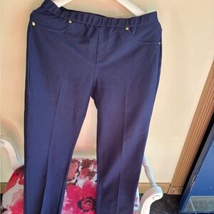 Michael Kors Navy Blue Pants with Gold Accents Slip ons